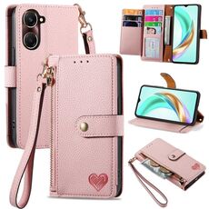 Per vivo Y37 Love Zipper Lanyard Custodia in pelle per telefono (rosa)