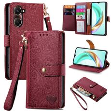 Per vivo Y37 Love Zipper Lanyard Custodia in pelle per telefono (rosso)