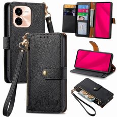 Per vivo Y37 Pro Love Zipper Lanyard Custodia in pelle per telefono (nero)