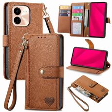Per vivo Y37 Pro Love Zipper Lanyard Custodia in pelle per telefono (marrone)