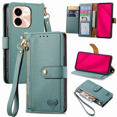 Per vivo Y37 Pro Love Zipper Lanyard Custodia in pelle per telefono (verde)
