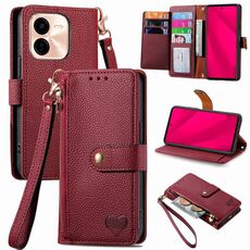 Per vivo Y37 Pro Love Zipper Lanyard Custodia in pelle per telefono (rosso)