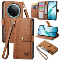 Per vivo Y300 Pro Love Zipper Lanyard Custodia in pelle per telefono (marrone)