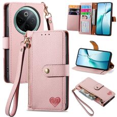 Per vivo Y300 Pro Love Zipper Lanyard Custodia in pelle per telefono (rosa)