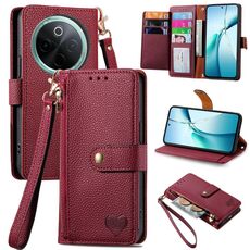 Per vivo Y300 Pro Love Zipper Lanyard Custodia in pelle per telefono (rosso)
