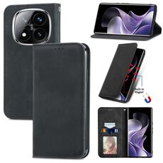 Per Xiaomi Redmi Note 14 Pro+ 5G Custodia in pelle magnetica con chiusura a scatto e retro skin feel (nero)