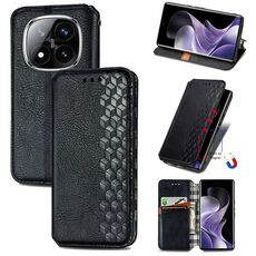 For Xiaomi Redmi Note 14 Pro+ 5G Cubic Grid Pressed Magnetic Leather Phone Case(Black)