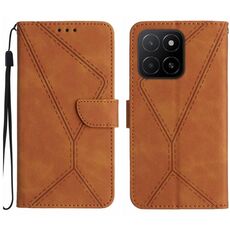 Per Honor X5b 4G / X5b Plus 4G Custodia per telefono in pelle goffrata con cuciture (marrone)