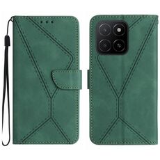 Per Honor X5b 4G / X5b Plus 4G Custodia per telefono in pelle goffrata con cuciture (verde)