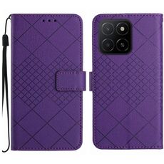 Per Honor X5b 4G / X5b Plus 4G Custodia in pelle con trama a griglia rombica (viola)