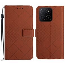 Per Honor X5b 4G / X5b Plus 4G Custodia in pelle con trama a griglia rombica (marrone)