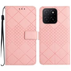 Per Honor X5b 4G / X5b Plus 4G Custodia in pelle con trama a griglia rombica (rosa)