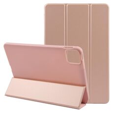 Custodia per tablet in pelle e silicone a tre ante per Honor Pad GT Pro (oro rosa)