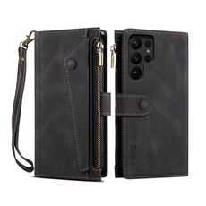 Per Samsung Galaxy S24 Ultra 5G ESEBLE Retro Frosted RFID Flip Custodia in pelle per telefono (nero)