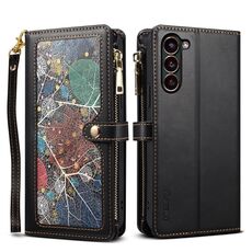 Per Samsung Galaxy S24+ 5G ESEBLE Star Series Portafoglio con cerniera RFID Custodia in pelle (nero)