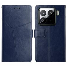 Per Xiaomi 15 Pro Custodia per telefono in pelle con motivo a Y (blu)