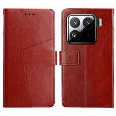 Per Xiaomi 15 Custodia per telefono in pelle con motivo a forma di Y (marrone)
