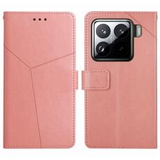 Per Xiaomi 15 Custodia per telefono in pelle con motivo a forma di Y (rosa)