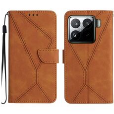 Per Xiaomi 15 Pro Custodia per telefono in pelle goffrata con cuciture (marrone)