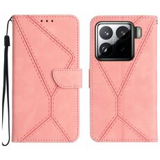 Per Xiaomi 15 Custodia per telefono in pelle goffrata con cuciture (rosa)