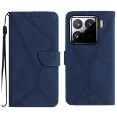 Per Xiaomi 15 Custodia per telefono in pelle goffrata con cuciture (blu)