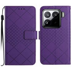 Per Xiaomi 15 Custodia per telefono in pelle con trama a griglia rombica (viola)