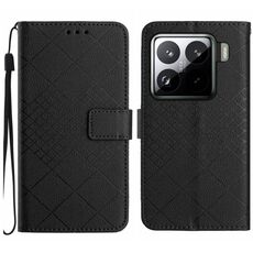 Per Xiaomi 15 Custodia per telefono in pelle con trama a griglia rombica (nero)