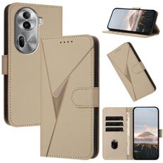 For OPPO Reno11 Pro Global Triangle Pattern Buckle Clasp Leather Phone Case(Gold)