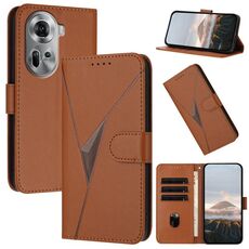 Per OPPO Reno11 Global Triangle Pattern Fibbia Custodia in pelle per telefono (marrone)