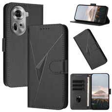 Per OPPO Reno11 Global Triangle Pattern Fibbia Custodia in pelle per telefono (nero)
