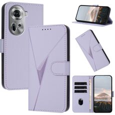 For OPPO Reno11 Global Triangle Pattern Buckle Clasp Leather Phone Case(Light Purple)