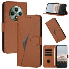For OPPO Reno12 F 4G Triangle Pattern Buckle Clasp Leather Phone Case(Brown)