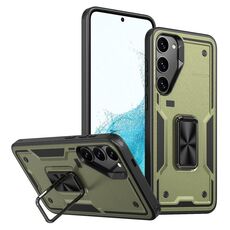 Per Samsung Galaxy S22 5G Custodia per telefono con supporto ad anello in TPU ibrido per PC (verde oliva)