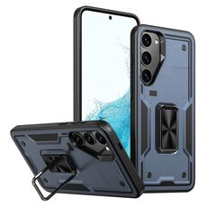 Per Samsung Galaxy S22 5G Custodia per telefono con supporto ad anello in TPU ibrido per PC (blu navy)