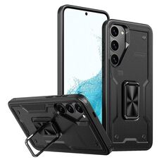 Per Samsung Galaxy S22 5G Custodia per telefono con supporto ad anello in TPU ibrido per PC (nero)