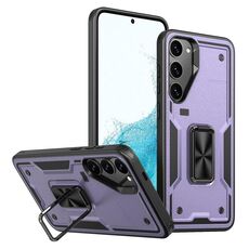 Per Samsung Galaxy S22 5G Custodia per telefono con supporto ad anello in TPU ibrido per PC (viola)