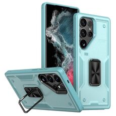 Per Samsung Galaxy S22 Ultra 5G Custodia per telefono con supporto ad anello in PC ibrido in TPU (blu)
