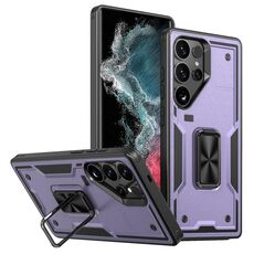 Per Samsung Galaxy S22 Ultra 5G Custodia per telefono con supporto ad anello in TPU ibrido per PC (viola)