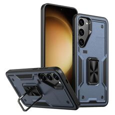 Per Samsung Galaxy S23+ 5G Custodia per telefono con supporto ad anello in TPU ibrido per PC (blu navy)
