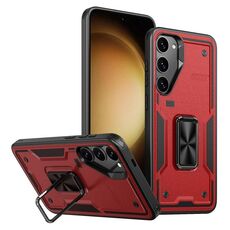 Per Samsung Galaxy S23+ 5G Custodia per telefono con supporto ad anello in PC ibrido in TPU (rosso)