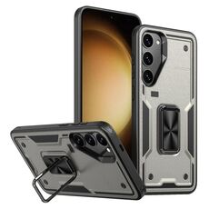 Per Samsung Galaxy S23+ 5G Custodia per telefono con supporto ad anello in TPU ibrido per PC (grigio titanio)