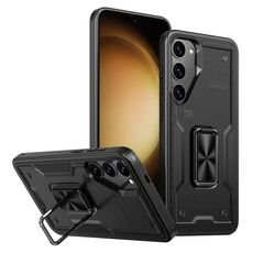 Per Samsung Galaxy S23+ 5G Custodia per telefono con supporto ad anello in PC ibrido in TPU (nero)