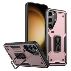 Per Samsung Galaxy S23+ 5G Custodia per telefono in TPU ibrido per PC con supporto ad anello (oro rosa)
