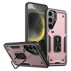 Per Samsung Galaxy S24+ 5G Custodia per telefono in TPU ibrido per PC con supporto ad anello (oro rosa)