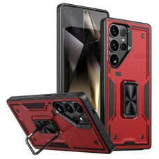 Per Samsung Galaxy S24 Ultra 5G Custodia per telefono con supporto ad anello in PC ibrido in TPU (rosso)