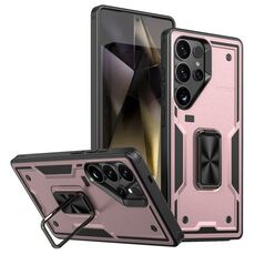 Per Samsung Galaxy S24 Ultra 5G Custodia per telefono in TPU ibrido per PC con supporto ad anello (oro rosa)