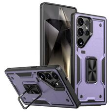 Per Samsung Galaxy S24 Ultra 5G Custodia per telefono con supporto ad anello in TPU ibrido per PC (viola)