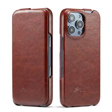 Per iPhone 16 Pro Fierre Shann 64 Texture Custodia per telefono in pelle PU con flip verticale (marrone)