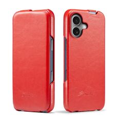 Per iPhone 16 Plus Fierre Shann 64 Texture Custodia per telefono in pelle PU con flip verticale (rosso)