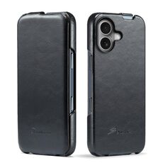 Per iPhone 16 Plus Fierre Shann 64 Texture Custodia per telefono in pelle PU con flip verticale (nero)